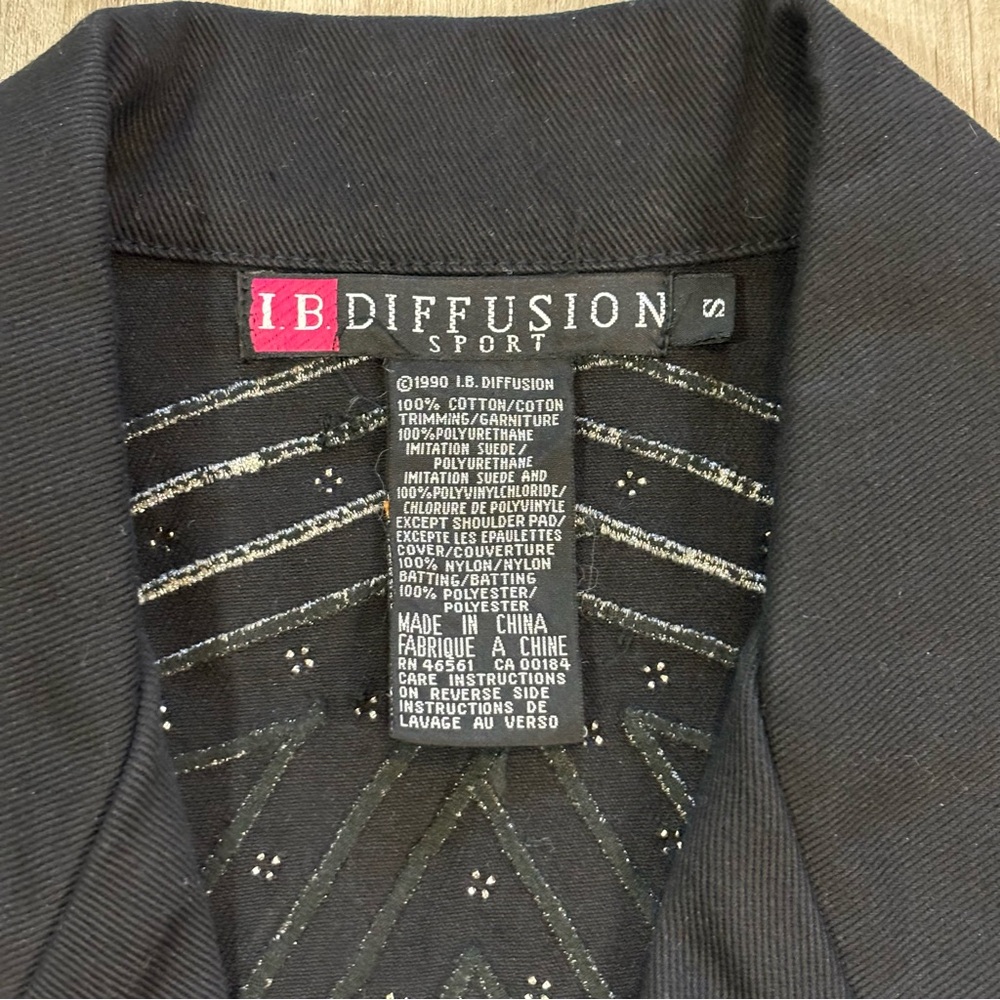 Vintage IB Diffusion Small Black Fringe Western Jacket Studded Yoke Belted 90s - Picture 4 of 15
